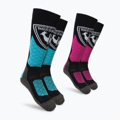 Rossignol L3 Termotech dětské lyžařské ponožky 2 páry černo-modro-růžové RLKYX02