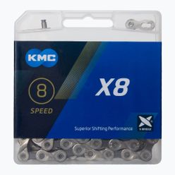 Cyklistický řetěz KMC X8 114 článků 8rz stříbrno-šedý BX08NG114