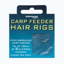 Drennan Carp Feeder Hair Rigs metodický návazec s očkem bez háčku 8 + vlasec 8 čirý HNHCFD016