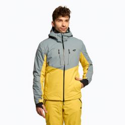 Pánská lyžařská bunda 4F šedo-žlutá H4Z22-KUMN011