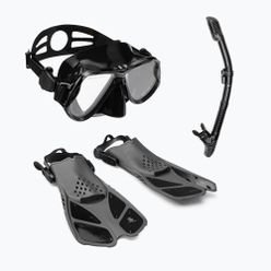 Šnorchlovací set  AQUASTIC Maska + Ploutve + Šnorchl černý MSFA-01SC