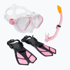 Dětský šnorchlovací set  AQUASTIC Maska + Ploutve - Šnorchl růžový MSFK-01SR