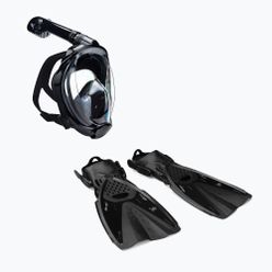 Šnorchlovací set  AQUASTIC Maska Fullface + Ploutve černý SMFA-01SC