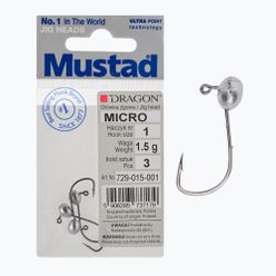 Mustad Micro 3 kusy jigové hlavy velikosti 1 stříbrné PDF-729-015-001