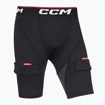 Pánské hokejové šortky CCM Ribano Compresion SR s kšandami černé