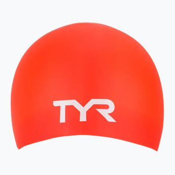 Plavecká čepice TYR Long Hair Wrinkle Free Silicone bright red