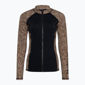 Dámské plavecké tričko longsleeve Hurley Leopard Zip Front brown sugar