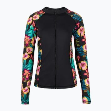 Dámské plavecké tričko longsleeveHurley Fiji Fantasy Zip Front Rashguard black