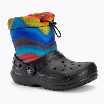 Dětské sněhule  Crocs Classic Lined Spray Dye Boot Kids black/multi