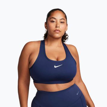 Tréninková podprsenka Nike Swoosh Medium Support midnight navy/white