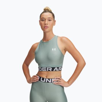 Dámský fitness  top Under Armour Heat Gear Rib Tank silica green/silica green/white