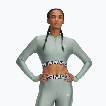 Dámský fitness  top Under Armour Heat Gear Rib 1/4 Zip silica green/silica green/white