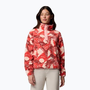 Dámská fleecová mikina Columbia Helvetia II Printed Cropped Half Snap poppy red/sunscape