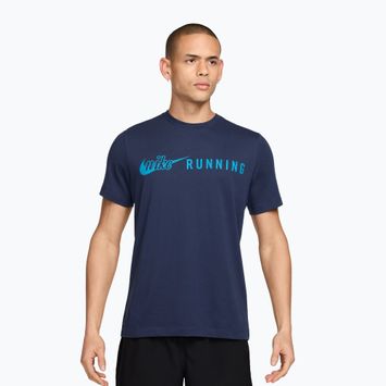 Pánské běžecké tričko Nike Dri-Fit Running T-Shirt midnight navy/light current blue