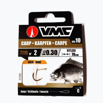 VMC Karp Gold methode návazcový háček s ostnem + vlasec 10 ks zlatý 271102