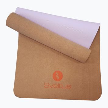 Podložka na cvičení Sveltus Cork Yoga natural/ lila