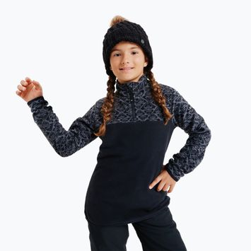 Dětská mikina ROXY Whitecamp Half Zip Girl true black roxygram tonal