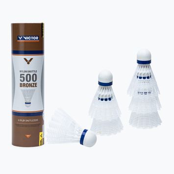 Badmintnové šipky VICTOR Nylonshutle 500 6pcs mid white