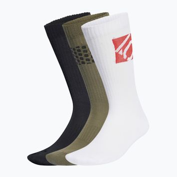 adidas FIVE TEN Cushioned Crew Sock - ponožky 3 páry olivová strata/bílá/černá