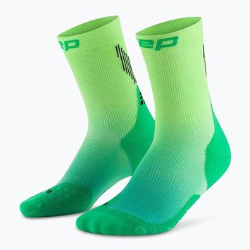 Pánské kompresní ponožky CEP Run Edt. Gradient Mid Cut Compression 5.0 green/lime fade