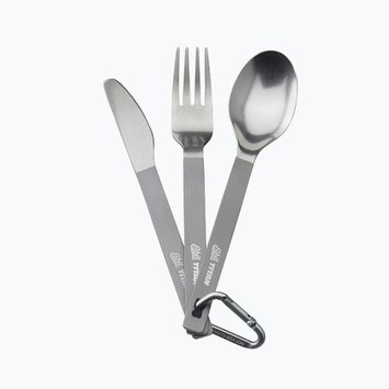 Sada příborů Esbit 3-Pcs Titanium Cutlery-Set W/ Carabiner And Pocket titanium