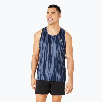 Pánské běžecké tílko tank top ASICS Road All Over Print Singlet blue expanse/midnight
