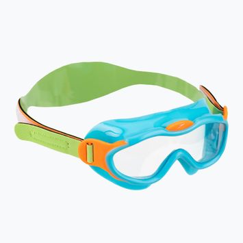 Speedo Sea Squad Dětská plavecká maska Jr azurově modrá/fluo zelená/fluo oranžová/čirá