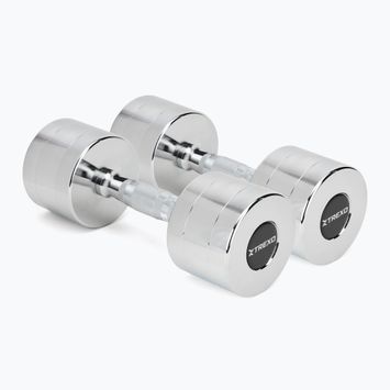 Chromované činky TREXO 2x9 kg silver 