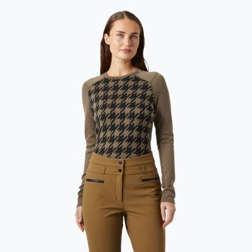 Dámské termoprádlo Longsleeve Helly Hansen Lifa Merino Midweight Graphic Crew sepia houndstooth aop