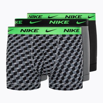 Pánské boxerky Nike Everyday Cotton Stretch Trunk 3Pk BAU geo block print/cool grey/black