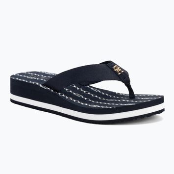 Dámské žabky Tommy Hilfiger Im Th Chainprint Midwedge Sandal space blue