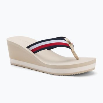 Dámské žabky Tommy Hilfiger Corporate Wedge Beach Sandal muslin