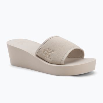 Dámské nazouváky Calvin Klein YW0YW01725 Beach Wedge Slide Canvas eggshell