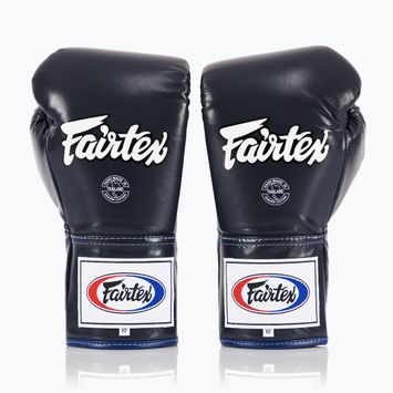 Boxerské rukavice  Fairtex Pro Competition Locked Thumb Leather blue