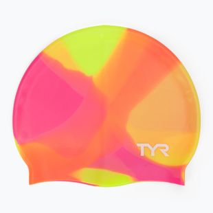 Dětská plavecká čepice TYR Tiedye Silicone Multicolor Jr yellow/pink/orange