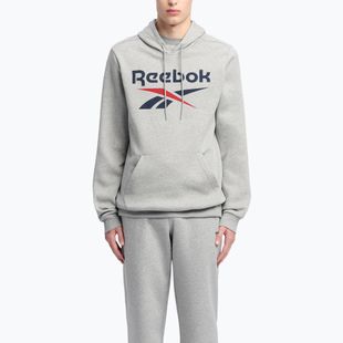 Pánská mikina  Reebok Identity Big Logo Fleece Hoodie medium grey heater/vector navy/vector red