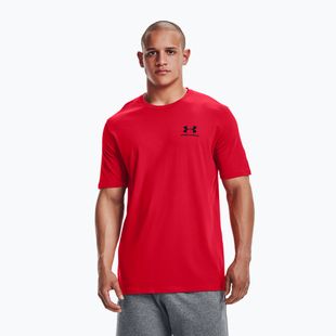 Pánské tréninkové tričko Under Armour Sportstyle Left Chest SS červené/černé