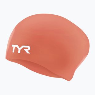 Plavecká čepice TYR Long Hair Wrinkle Free Silicone coral/white