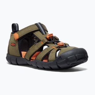 Juniorské sandály KEEN Seacamp II CNX dark olive/gold flame