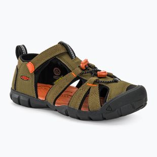 Juniorské sandály KEEN Seacamp II CNX dark olive/gold flame