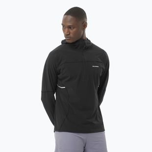 Pánská běžecká mikina Salomon Sense Aero Hybrid Half Zip Hooded deep black