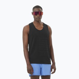 Pánské běžecké tílko Salomon Sense Aero Singlet GFX deep black
