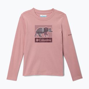 Dětské trekingové tričko Longsleeve Columbia Hazeldel Hill Graphic Tee eraser pink/barely printed