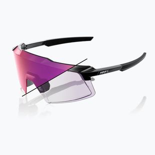 Sluneční brýle 100% Aerocraft gloss black/purple mirror photochromic