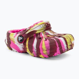 Dětské žabky Crocs Classic Lined Marbled Clog electric pink/multi