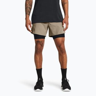 Pánské šortky Under Armour Peak Woven 2v1 timberwolf taupe/black/black