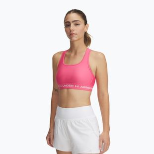 Sportovní podprsenka Under Armour Crossback Mid super pink/white