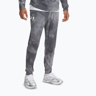 Pánské kalhoty Under Armour Rival Terry Jogger s potiskem castlerock/onyx white