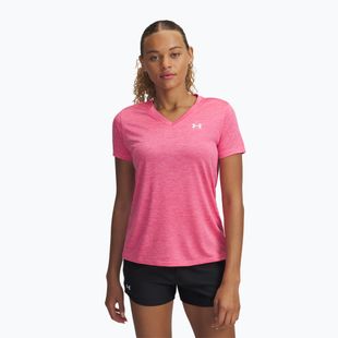 Dámské tréninkové tričko Under Armour Tech V-Twist super pink/white