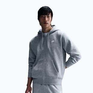 Pánská mikina Nike Club Full Zip Hoodie dark grey heather/light smoke grey/white